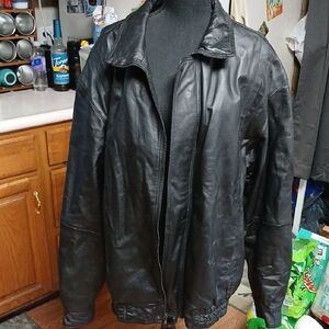Men's Black Leather Jacket Xl